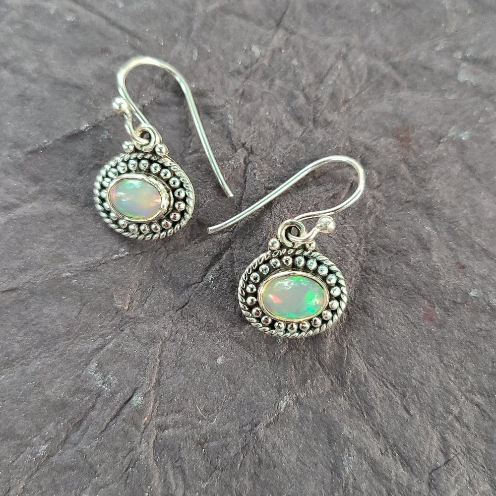 Opal Earring in Sterling Silver-Opal jewelry-Exclusive Earrings